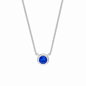 14k Sapphire Stone Bezel Necklace