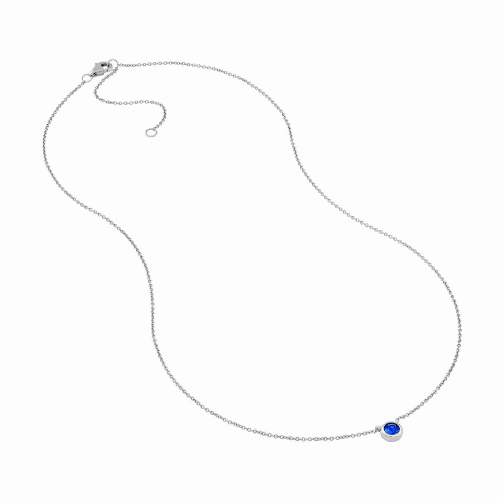 14k Sapphire Stone Bezel Necklace