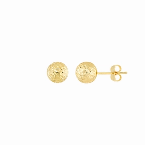 14k Textured Ball Stud Earrings
