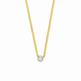 14k Two-Tone Diamond Pendant Snake Necklace