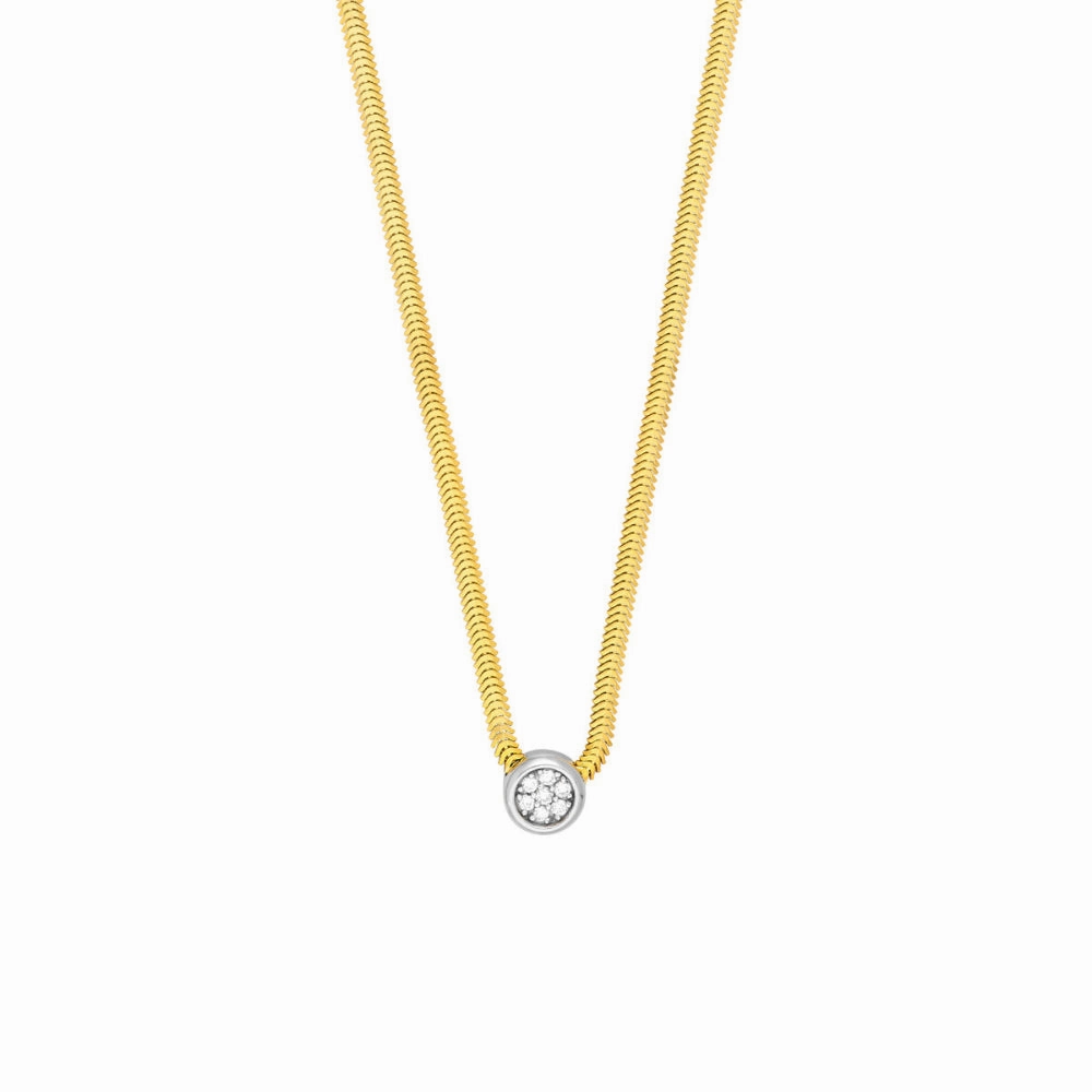 14k Two-Tone Diamond Pendant Snake Necklace