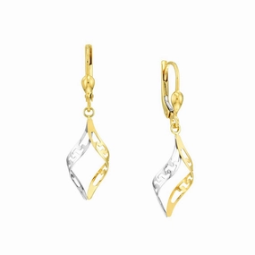14k Two-Tone Marquise Twist Earrings