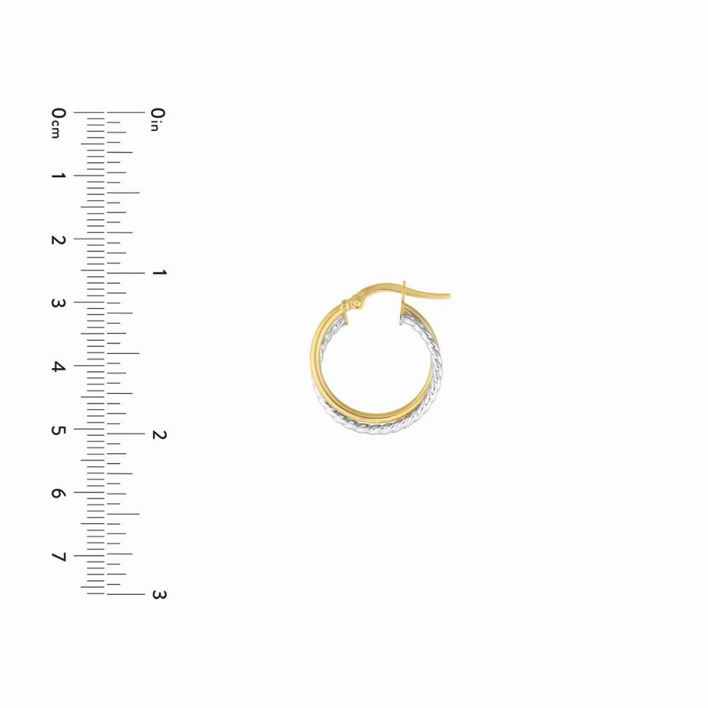 14k Two-Tone Twisted Hoop Earrings