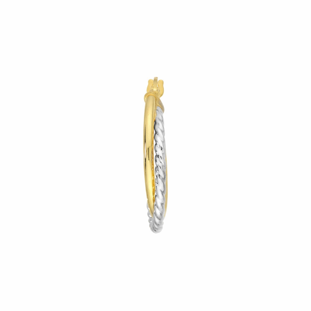 14k Two-Tone Twisted Hoop Earrings
