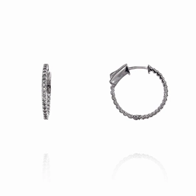 14k White Gold 0.50-0.55ct In and Out Diamond Hoop Earrings
