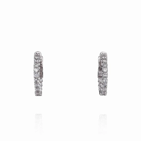 14k White Gold 0.80-0.90ct In and Out Diamond Hoop Earrings