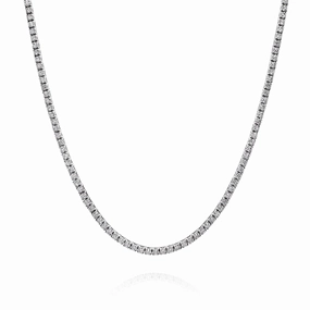 14k White Gold 17" Straight 173 Diamond Tennis Necklace
