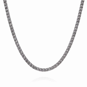 14k White Gold 18" Straight 123 Diamond Tennis Necklace