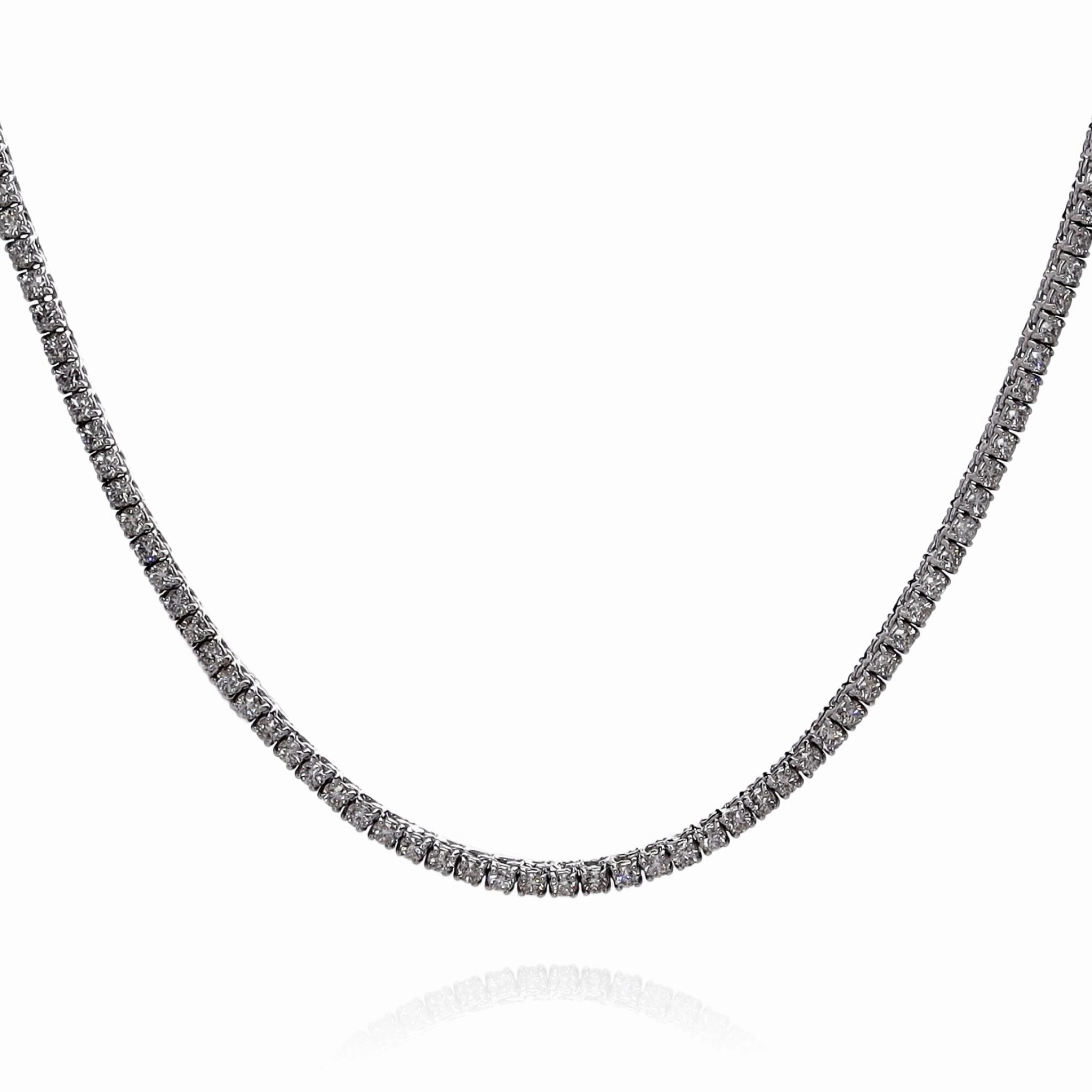 14k White Gold 18" Straight 203 Diamond Tennis Necklace