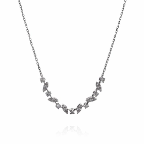14k White Gold 1.01ct Alternating Round and Marquise Shaped Diamond Necklace