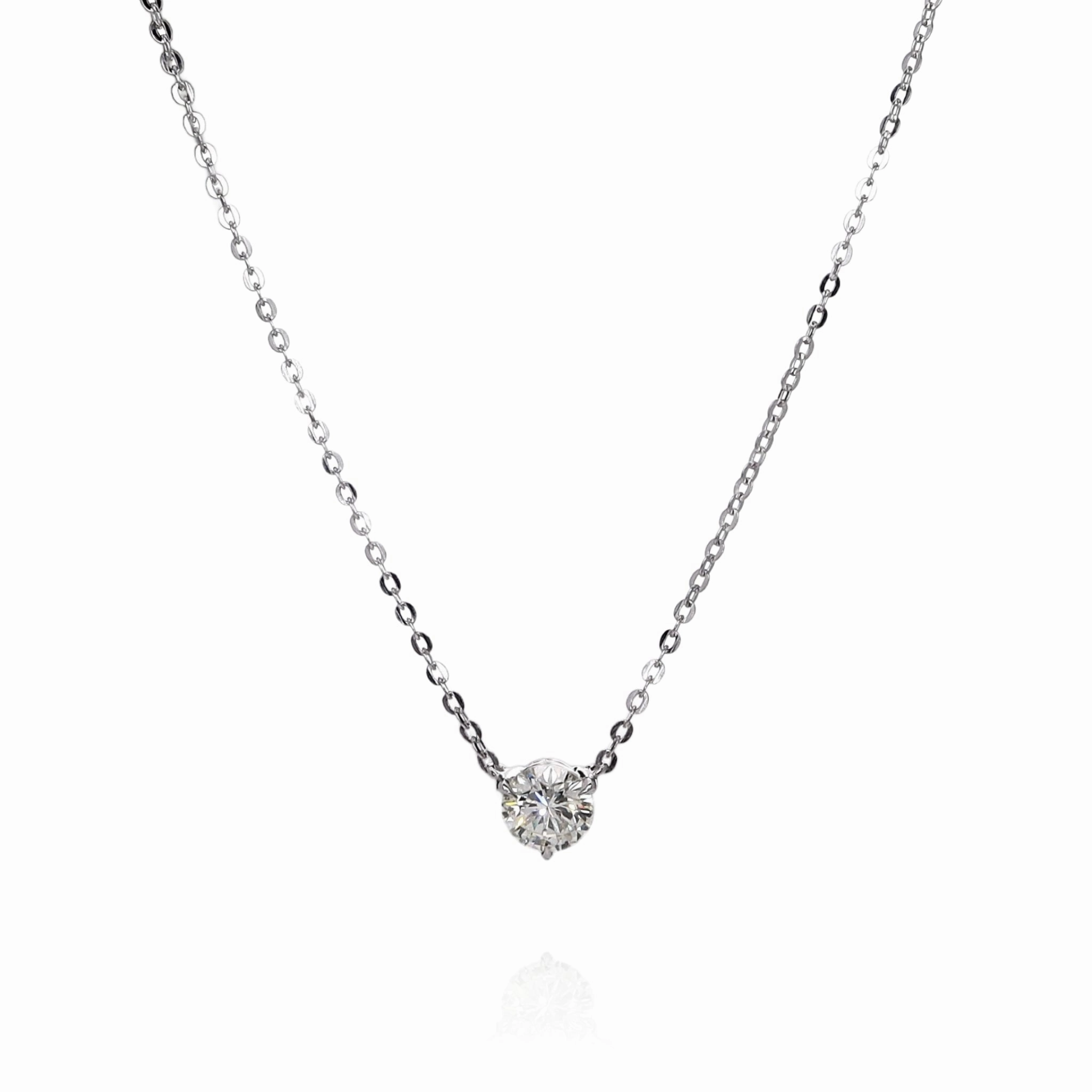 14k White Gold 1.15ct Diamond Solitaire Pendant Necklace