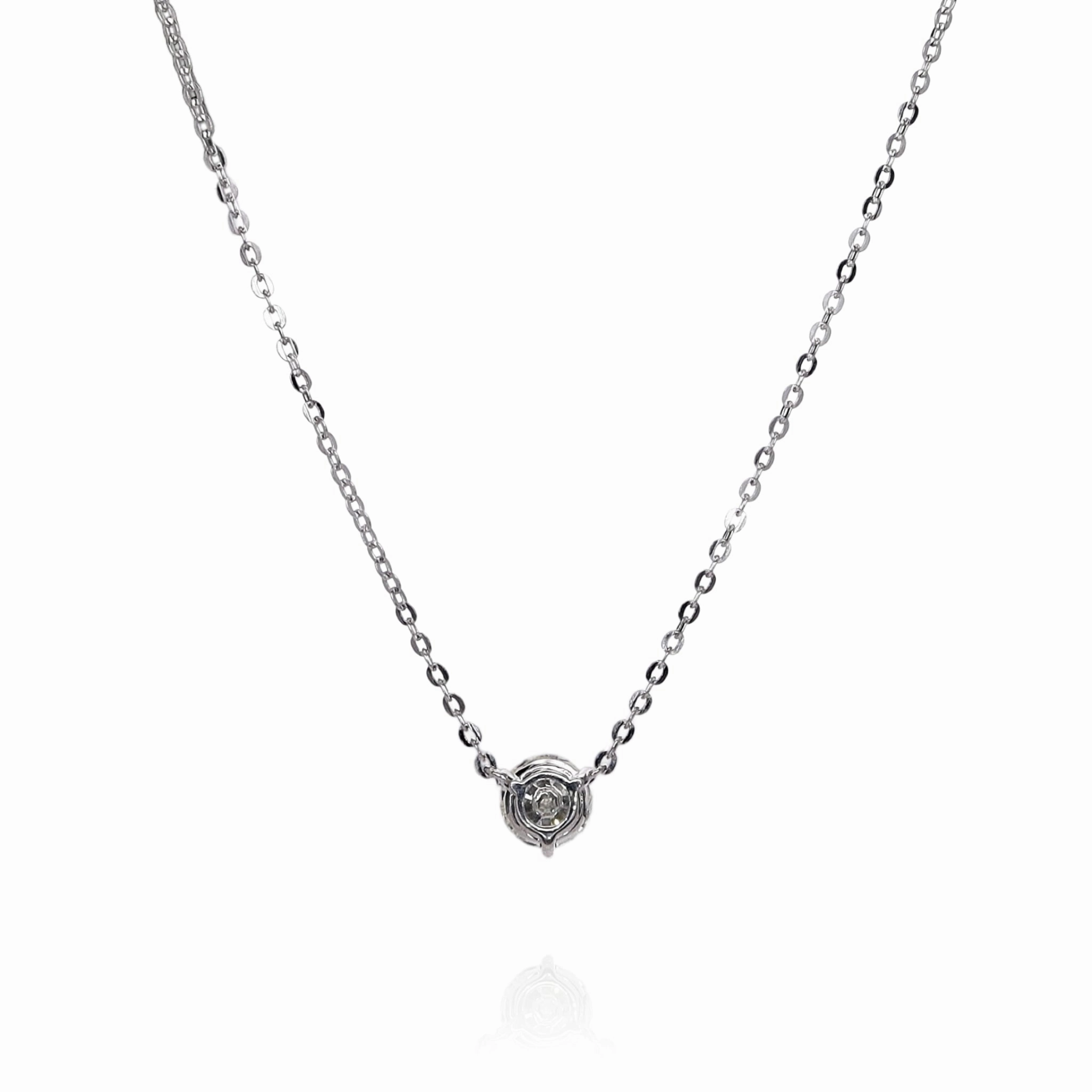 14k White Gold 1.15ct Diamond Solitaire Pendant Necklace