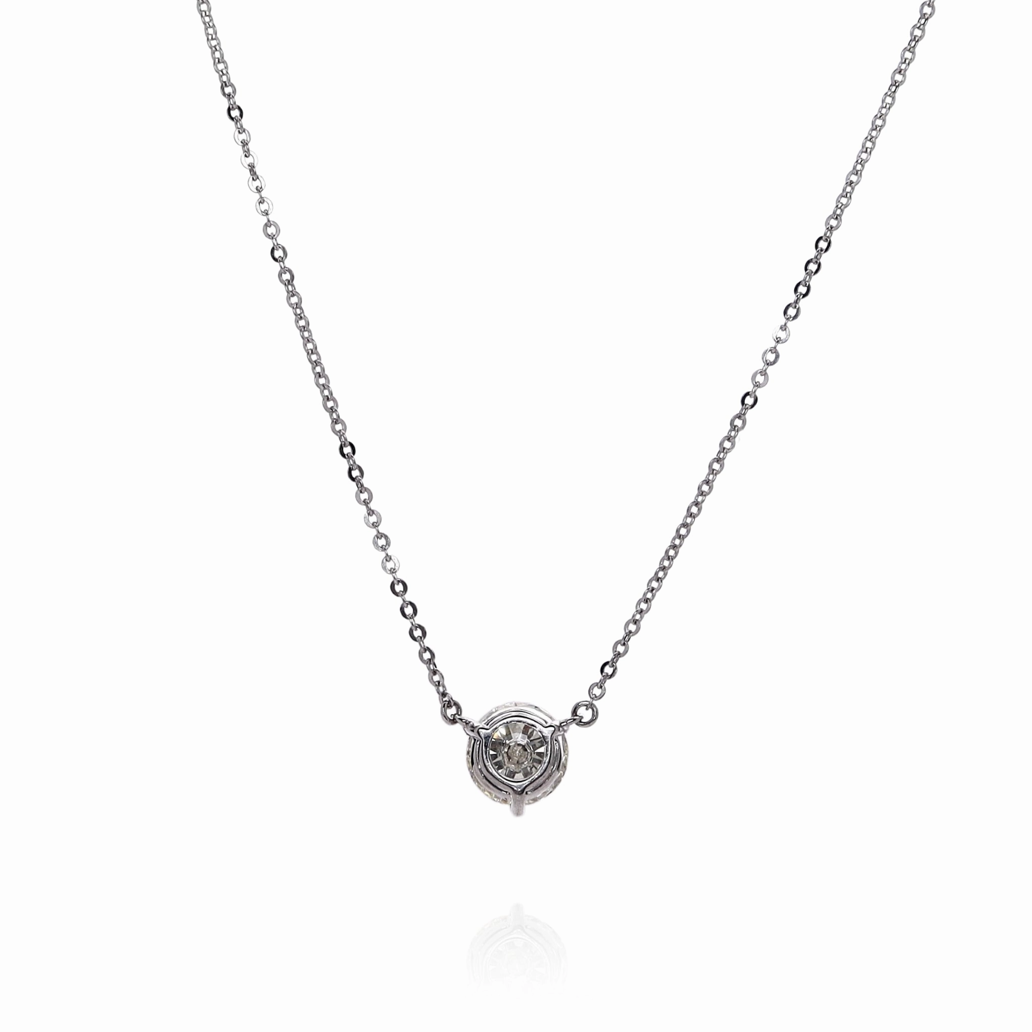 14k White Gold 1.70ct Diamond Solitaire Pendant Necklace
