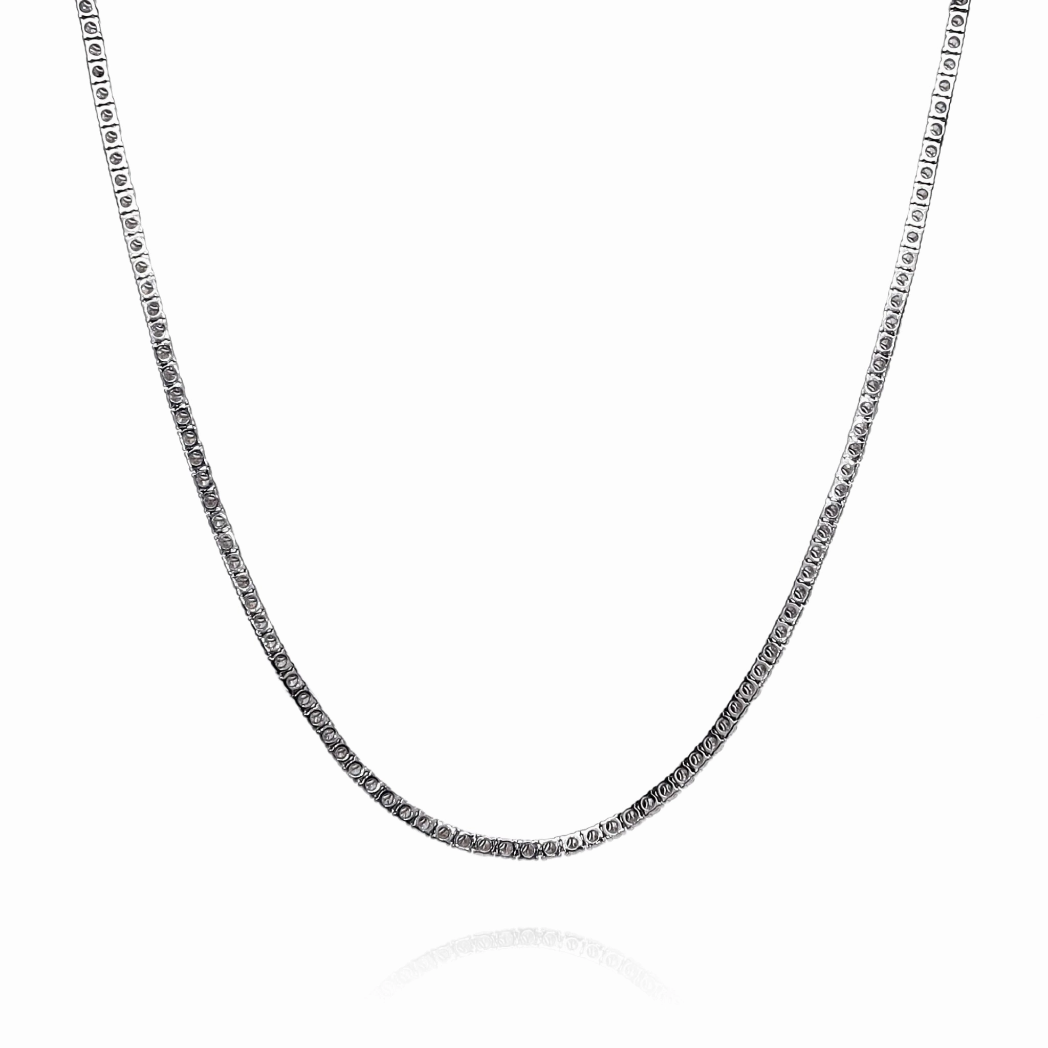 14k White Gold 6.63ct Straight Diamond Tennis Necklace