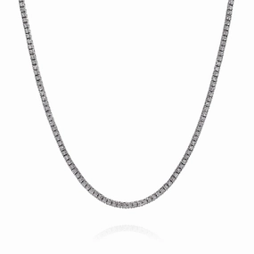14k White Gold 6.63ct Straight Diamond Tennis Necklace