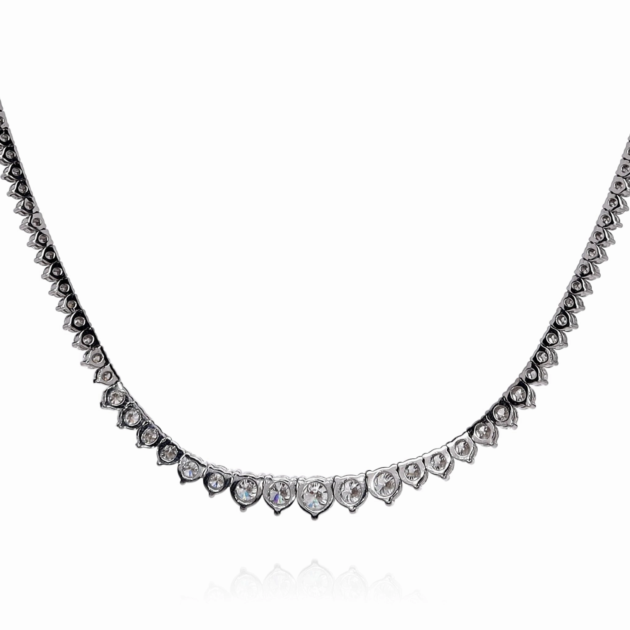 14k White Gold 8.73ct Diamond Riviera Necklace