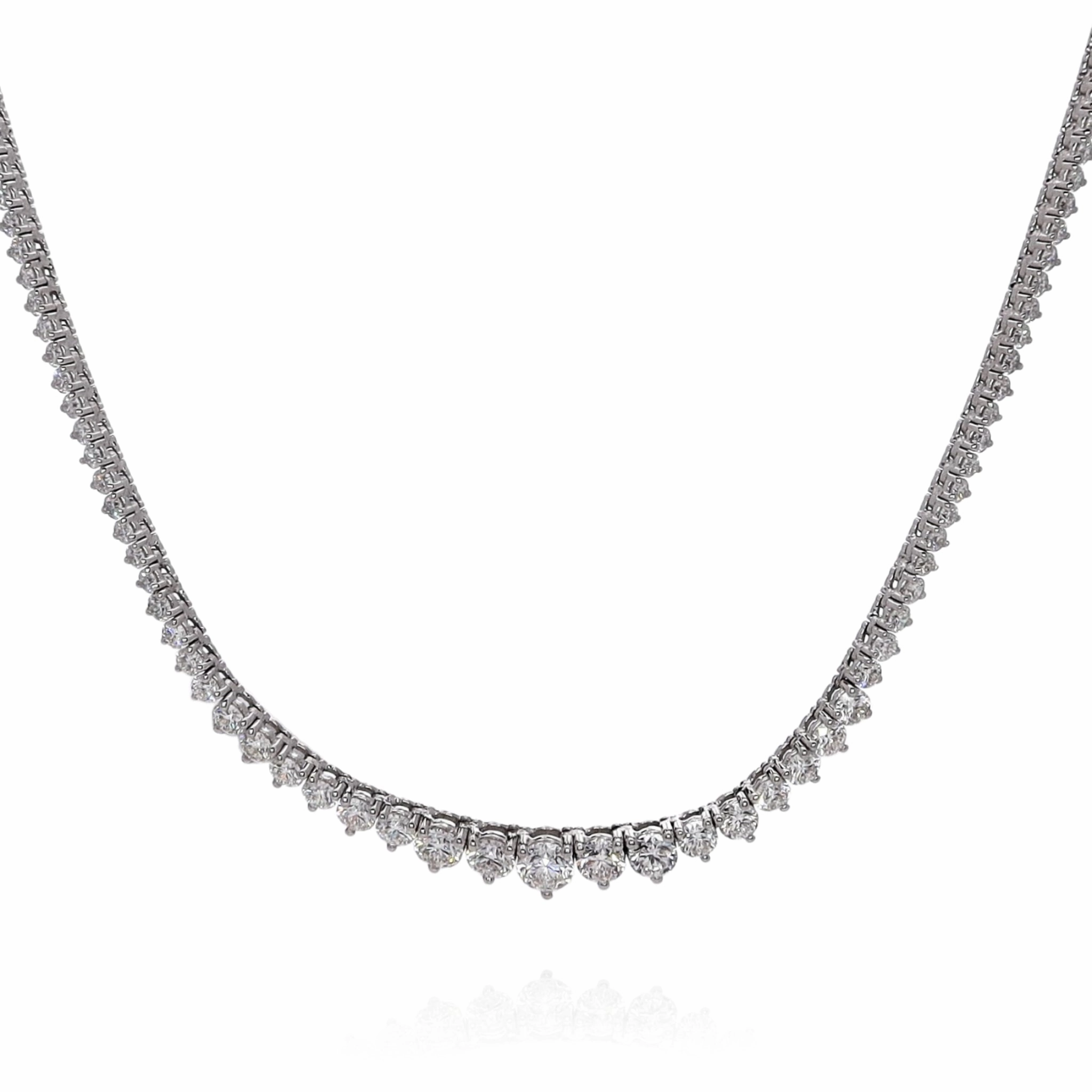 14k White Gold 8.73ct Diamond Riviera Necklace