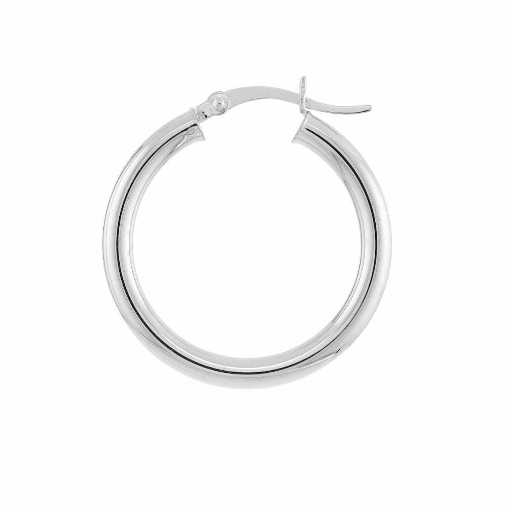 14k White Gold Polished Hoop Earrings