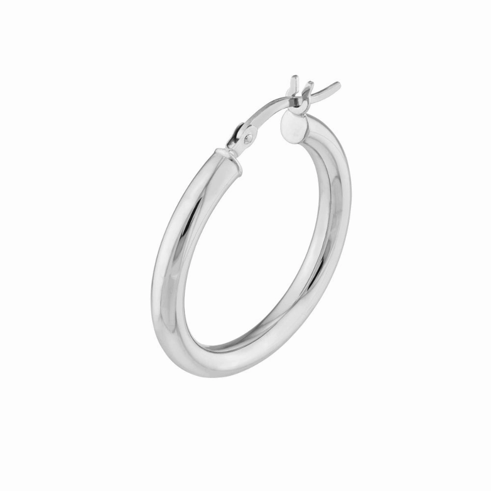 14k White Gold Polished Hoop Earrings