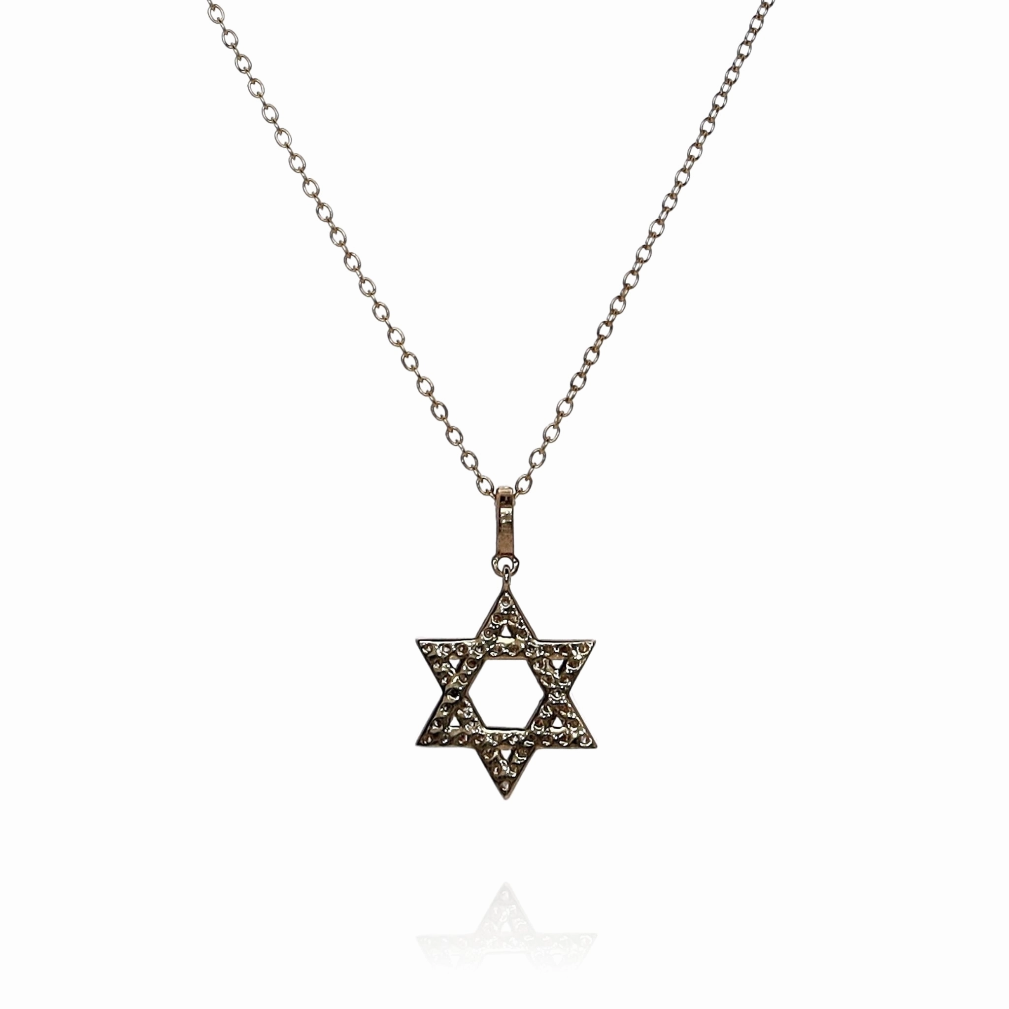 14k Yellow Gold 0.25ct Diamond Star of David Pendant Necklace
