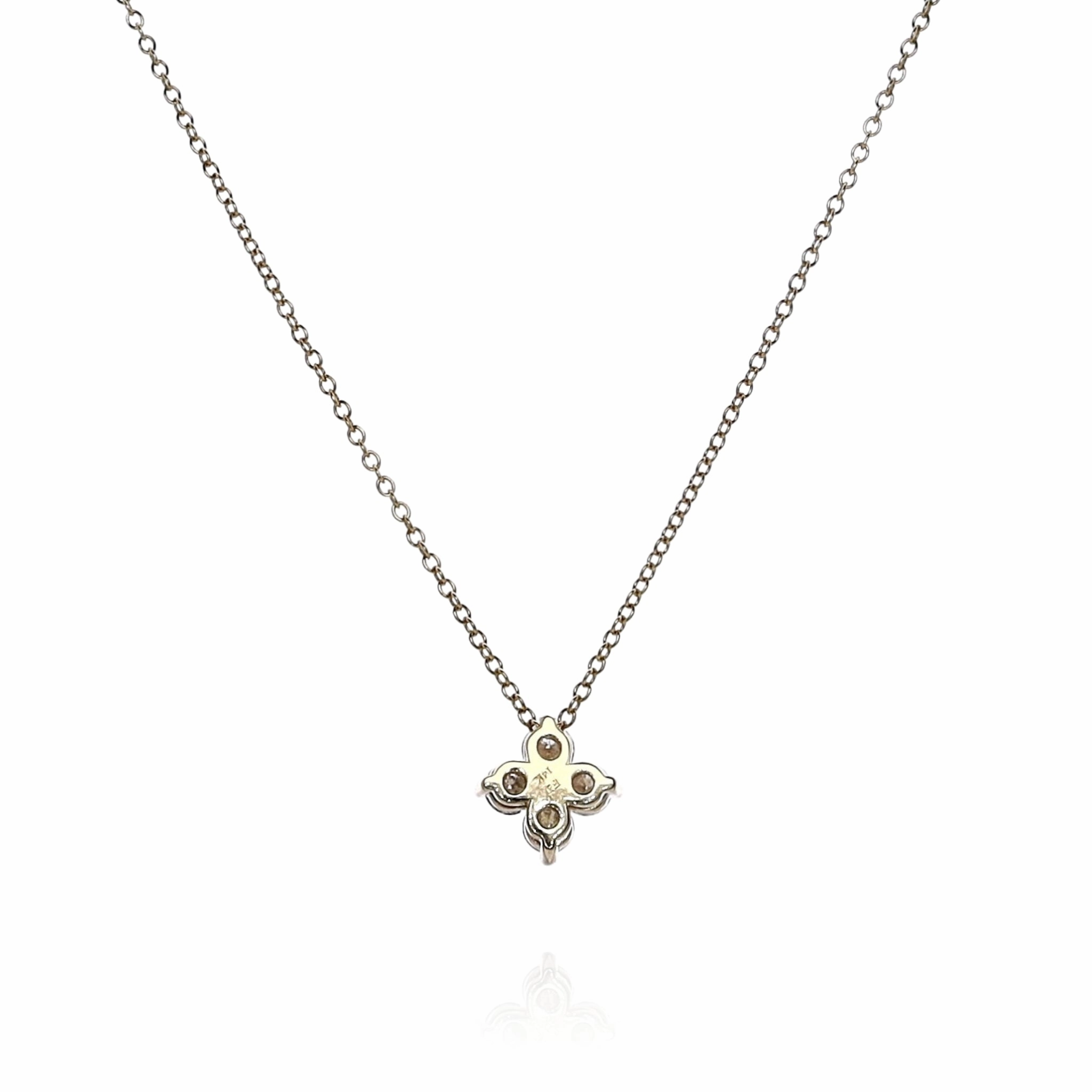 14k Yellow Gold 0.49ct Diamond Cluster Pendant Necklace