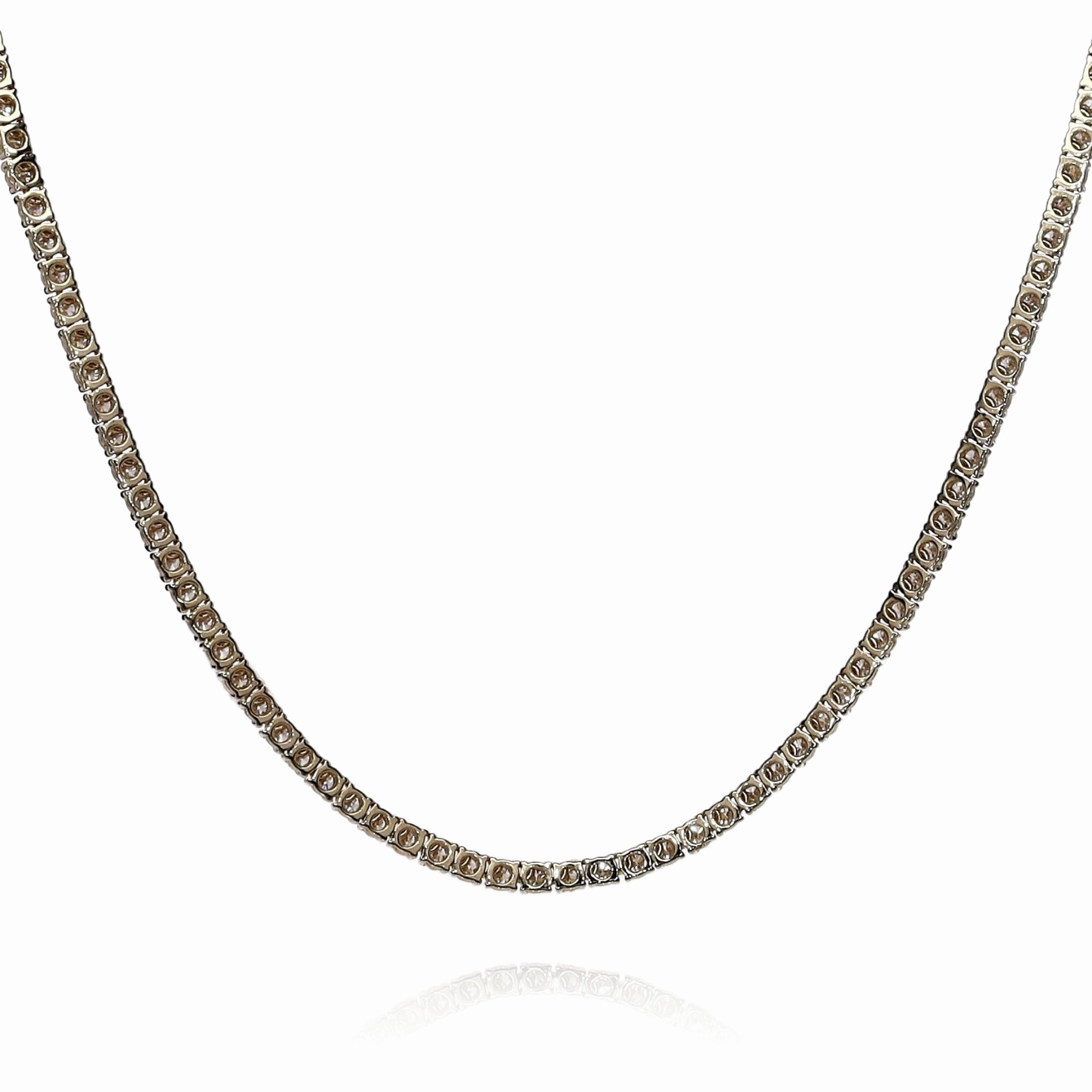 14k Yellow Gold 18" Straight 180 Diamond Tennis Necklace