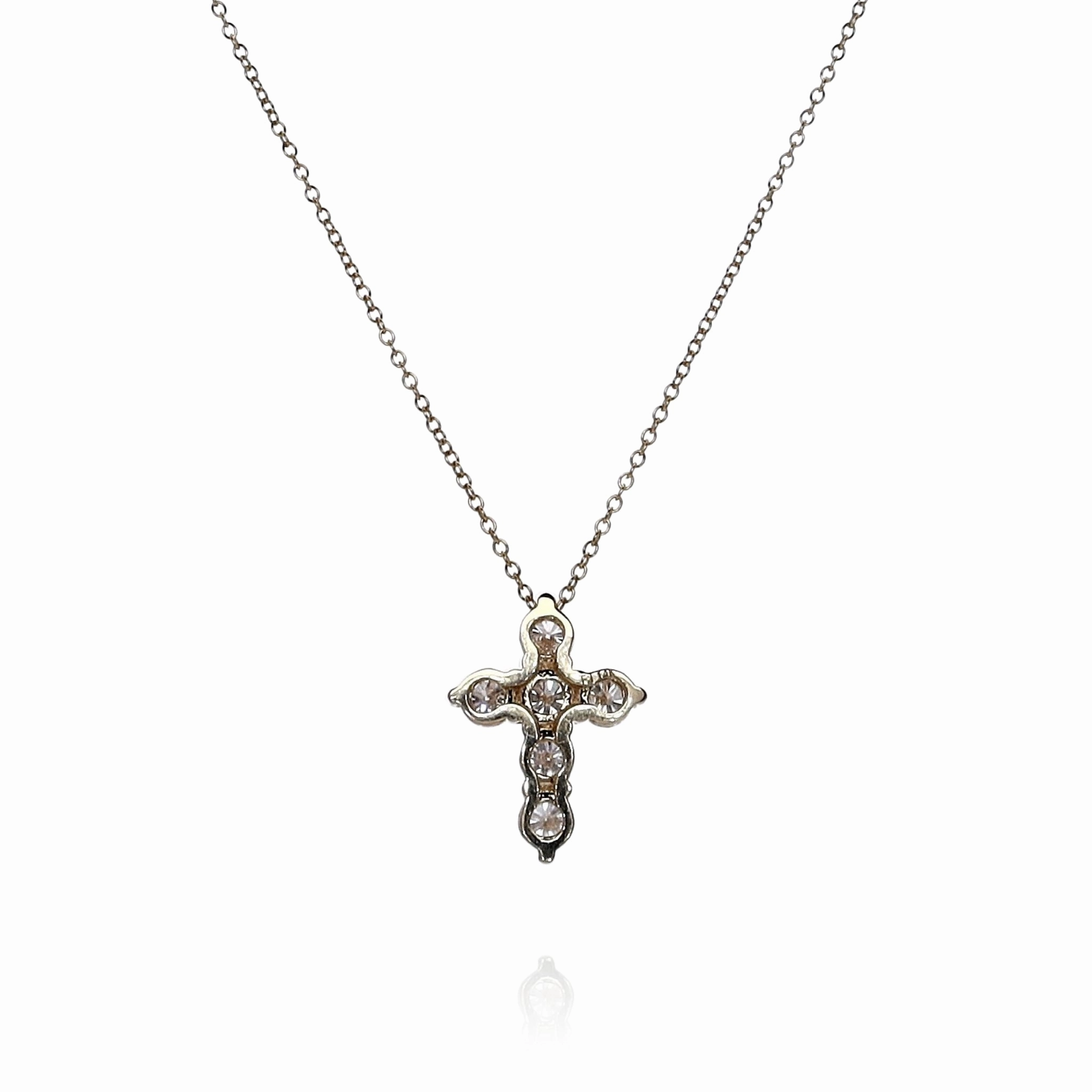 14k Yellow Gold 1.50ct Diamond Cross Pendant Necklace
