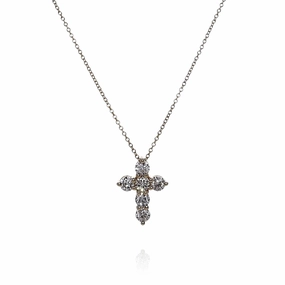 14k Yellow Gold 1.50ct Diamond Cross Pendant Necklace