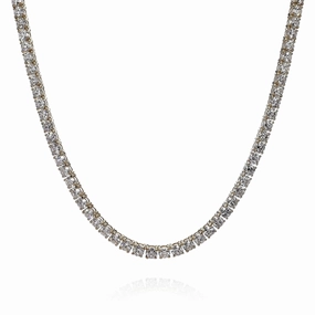 14k Yellow Gold 20.61ct Single Prong Diamond Tennis Necklace