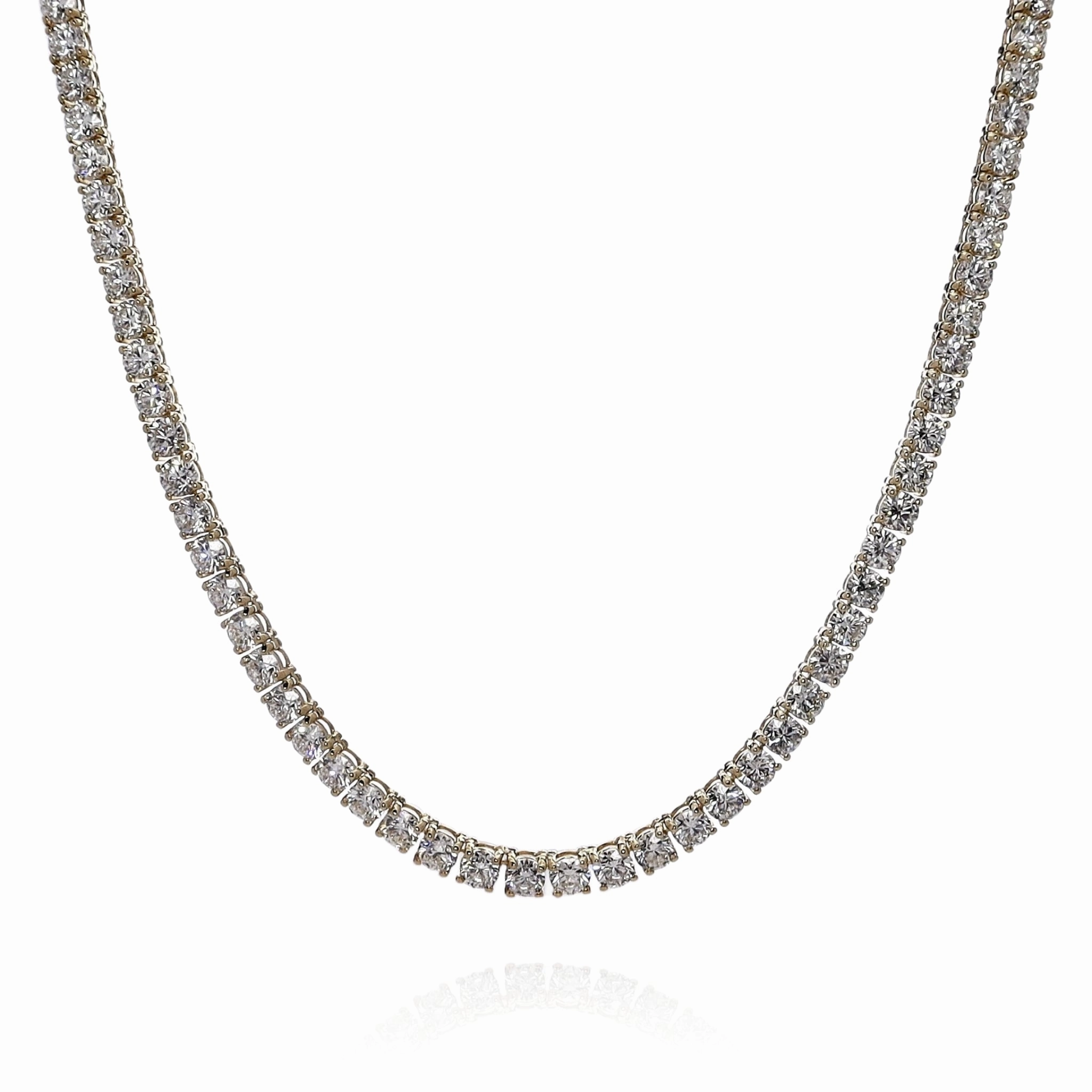 14k Yellow Gold 20.61ct Single Prong Diamond Tennis Necklace
