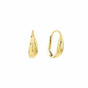 14k Yellow Gold Diamond-Cut Curve Earrings