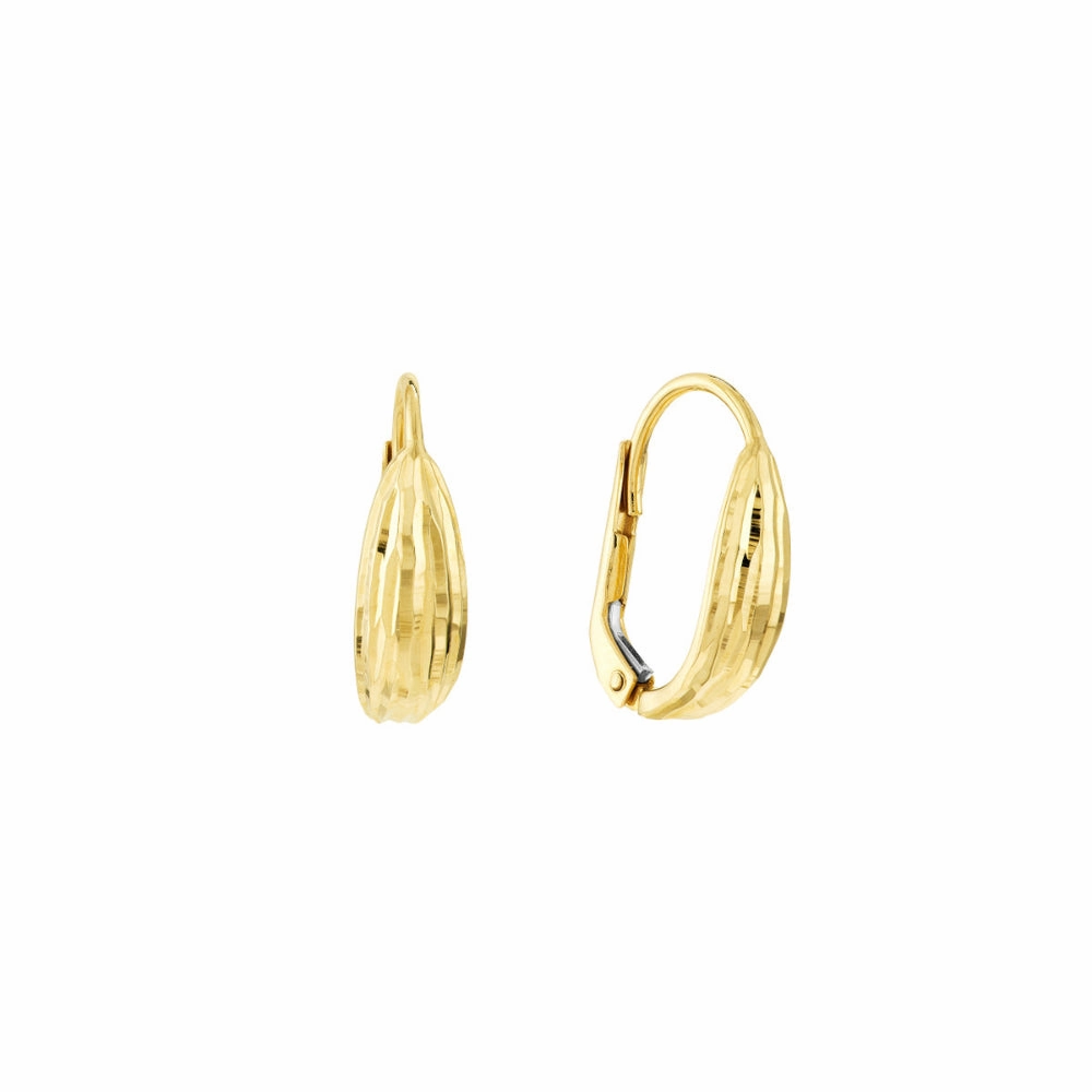 14k Yellow Gold Diamond-Cut Curve Earrings
