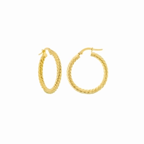 14k Yellow Gold Twisted Hoop Earrings