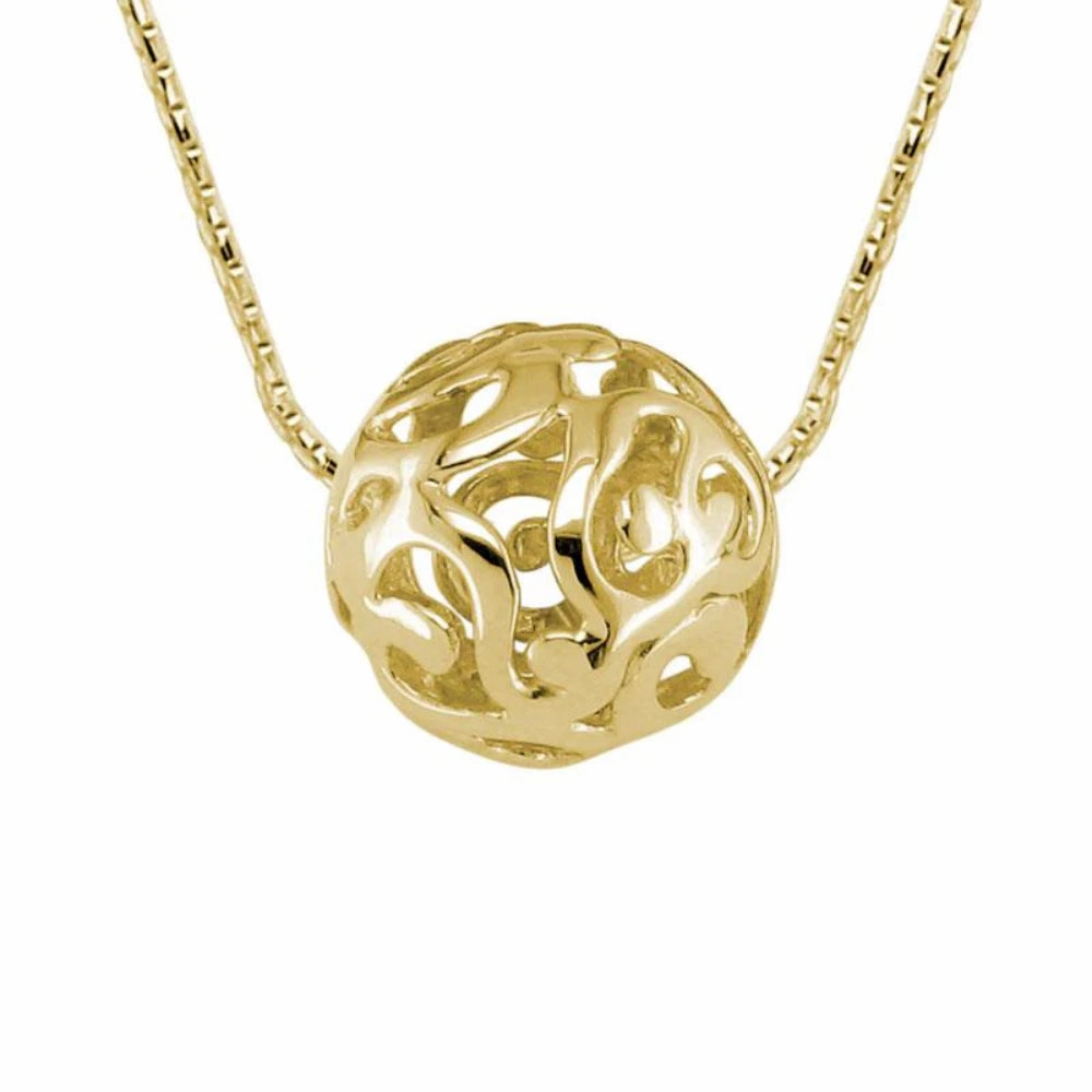14Y Gold Sphere Pendant Necklace 18"
