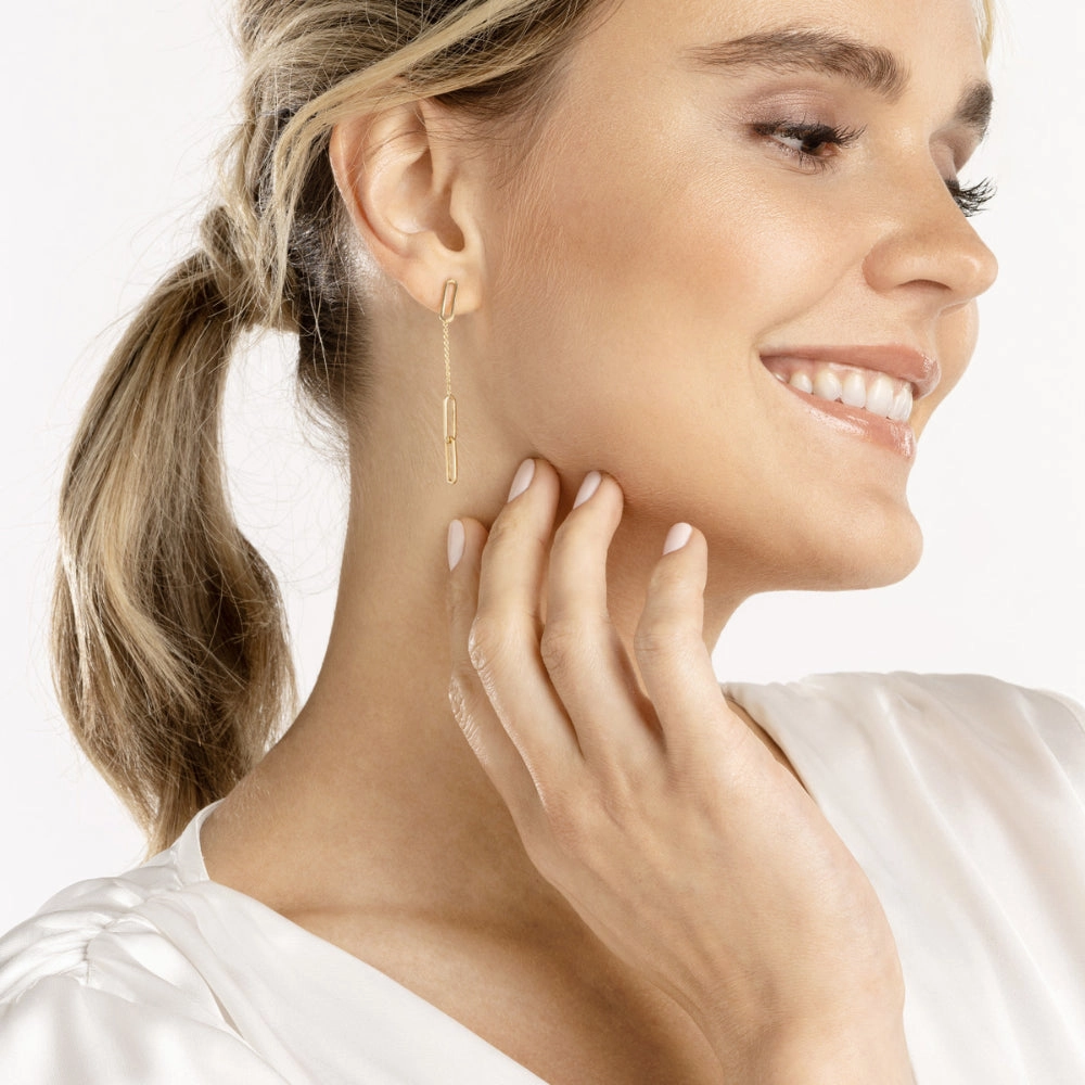 14Y Paper Clip Dangle Earrings