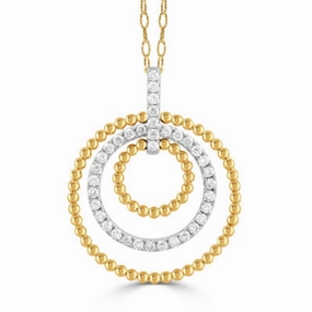 18k Gold Byzantine Diamond Open Circle Pendant Necklace