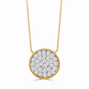 18k Gold Round Diamond Cluster Pendant Necklace