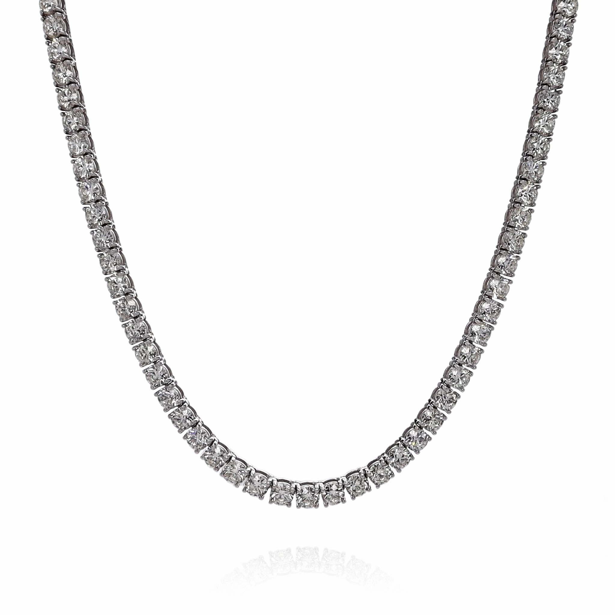 18k White Gold 29.65ct Straight Diamond Tennis Necklace