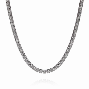 18k White Gold 29.65ct Straight Diamond Tennis Necklace