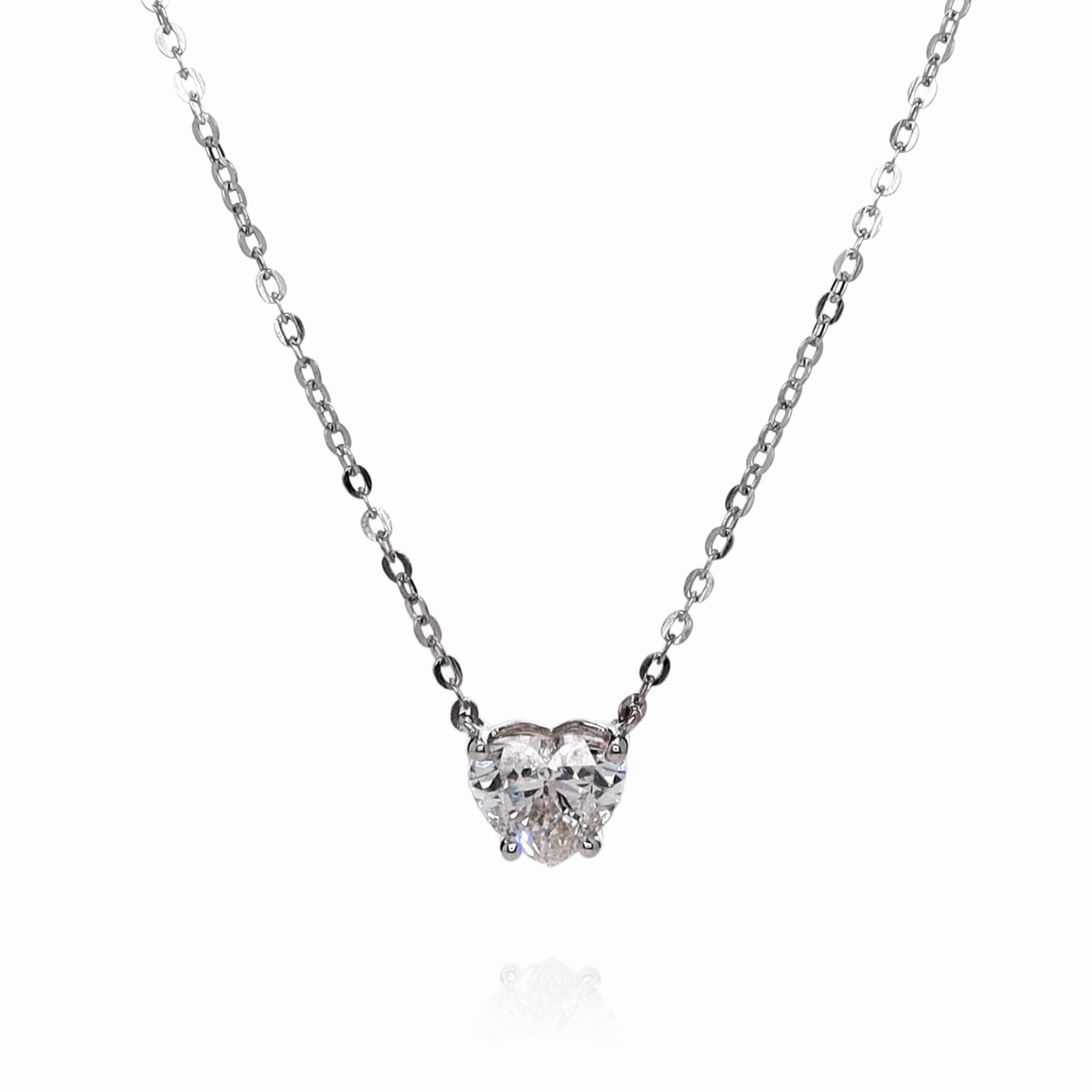 18k White Gold 2.01ct Heart Shaped Diamond Solitaire Pendant Necklace