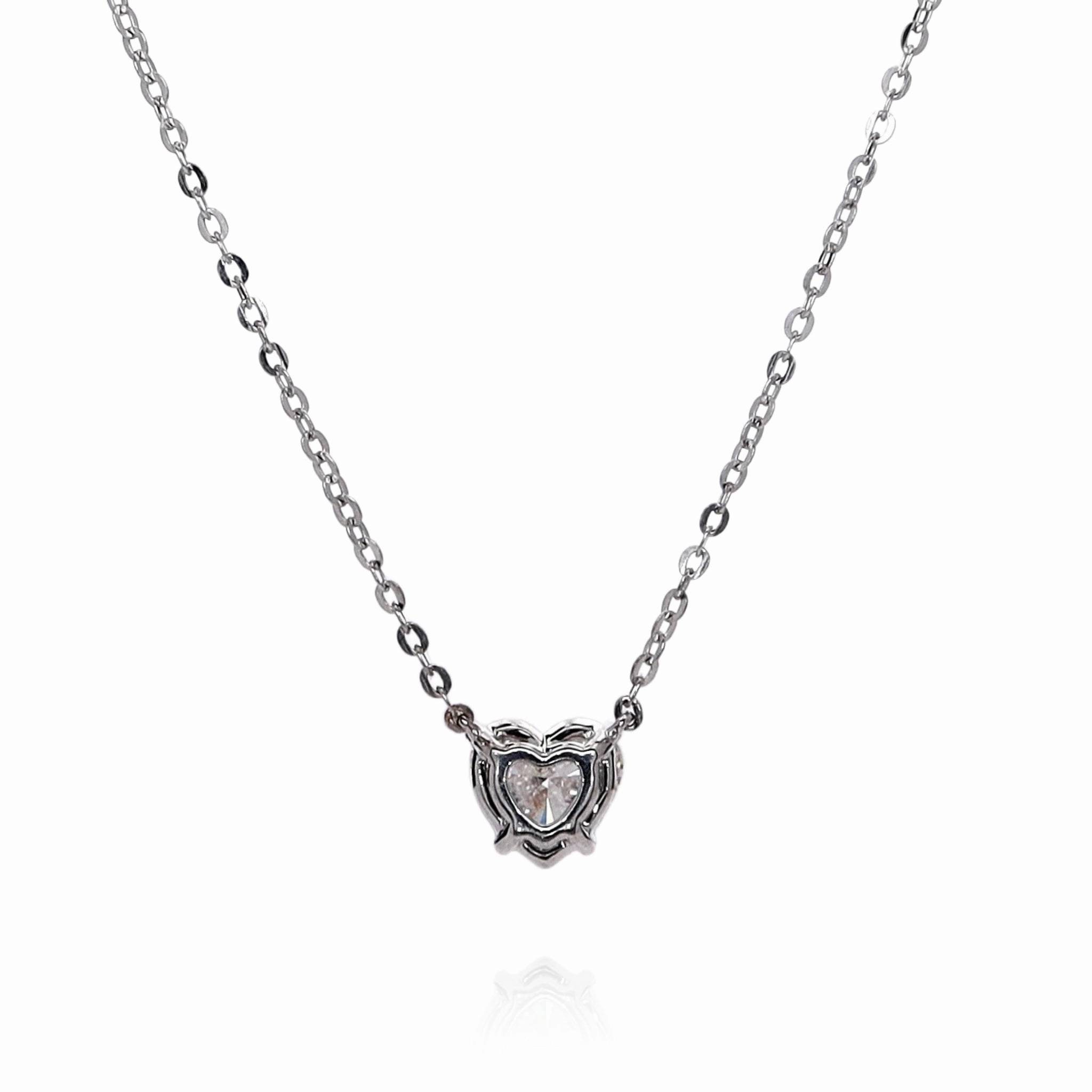 18k White Gold 2.01ct Heart Shaped Diamond Solitaire Pendant Necklace