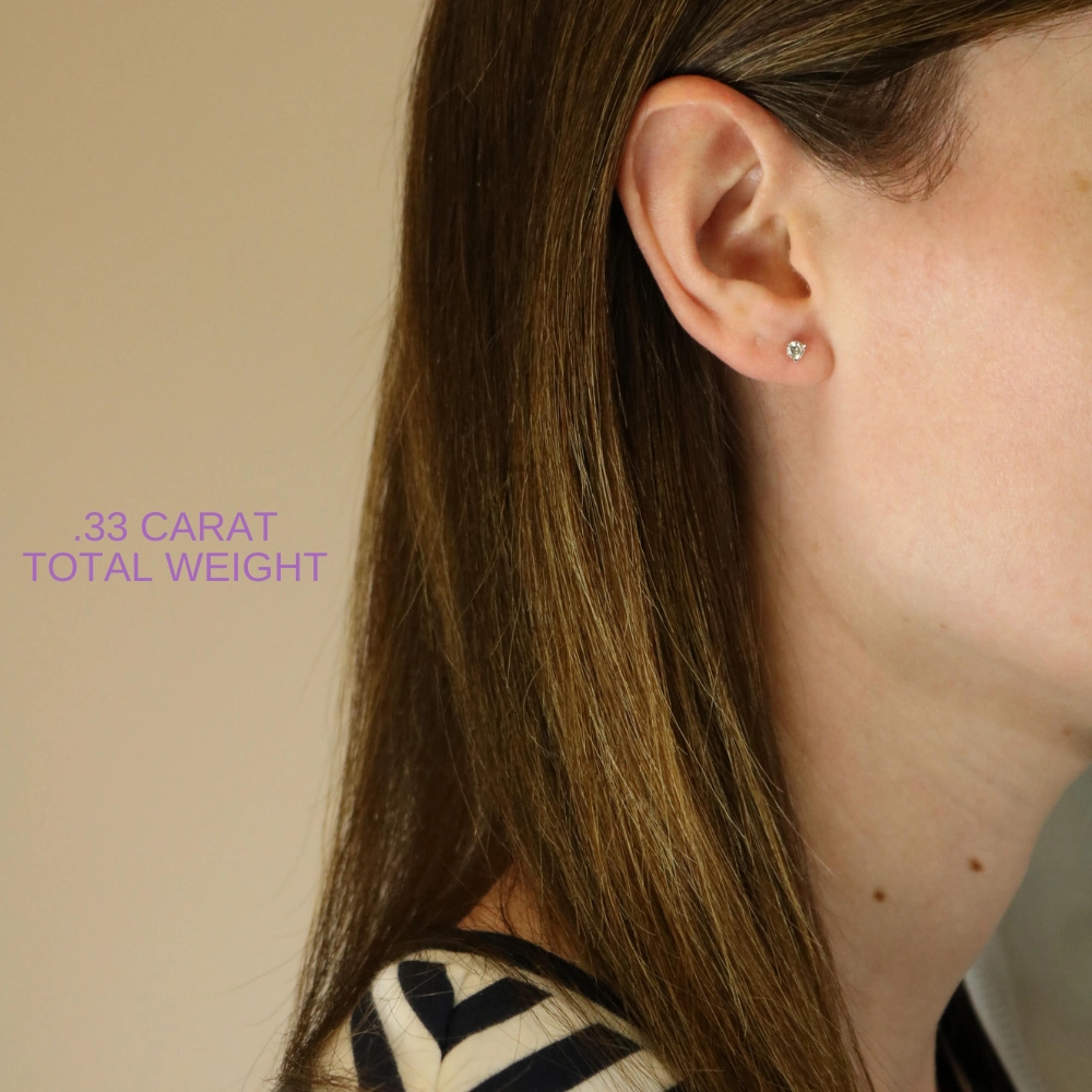 18k White Gold Diamond Stud, Exclusive Quality