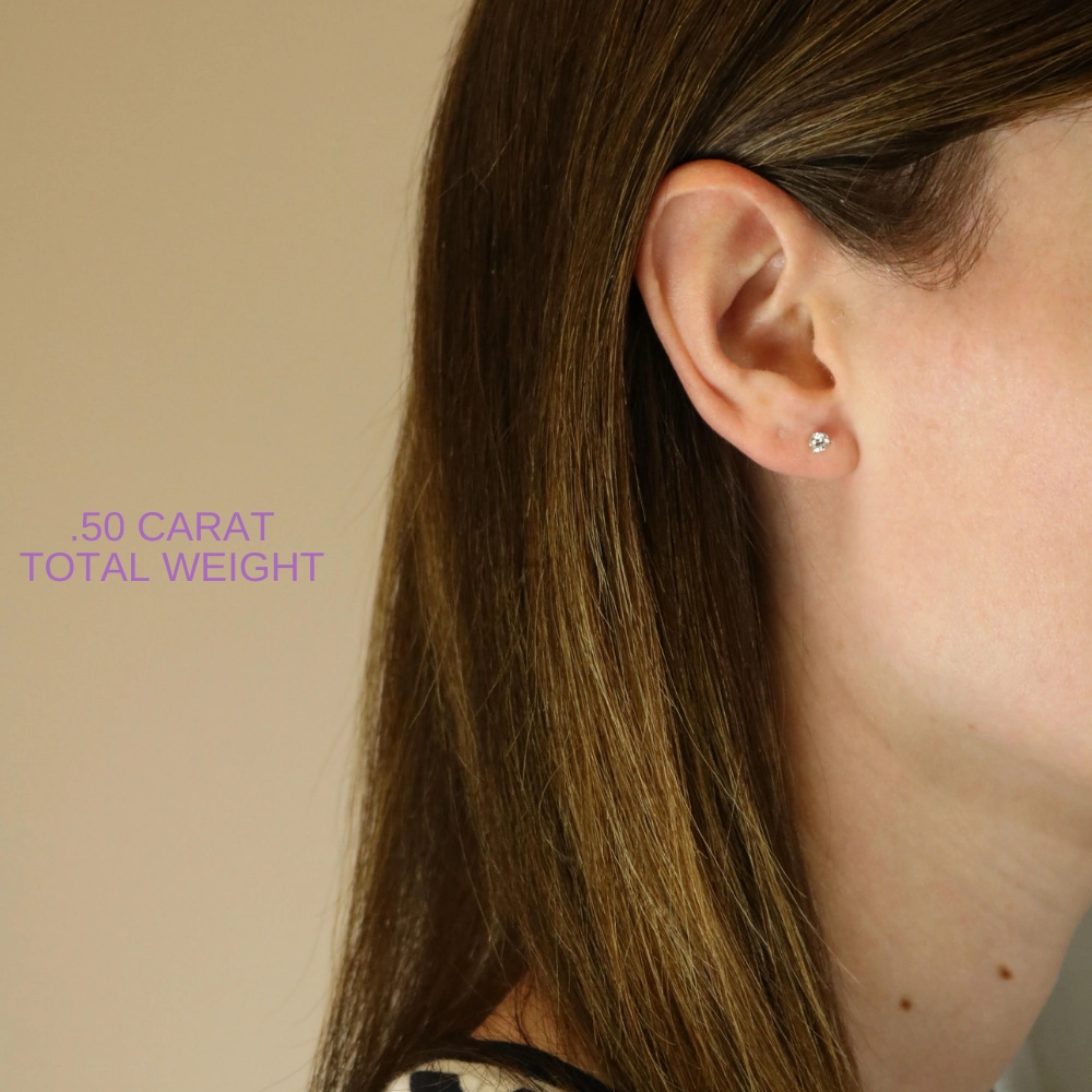 18k White Gold Diamond Stud, Exclusive Quality