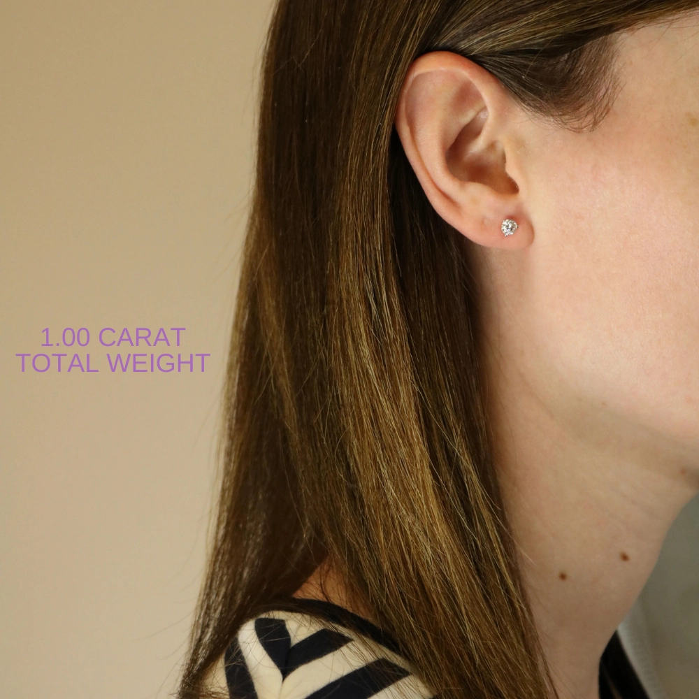 18k White Gold Diamond Stud, Exclusive Quality