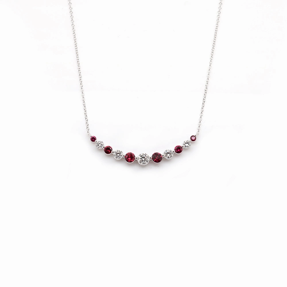 18k White Gold Ruby and Diamond Smile Necklace