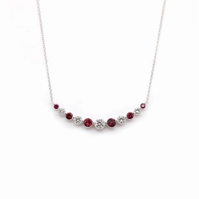 18k White Gold Ruby and Diamond Smile Necklace