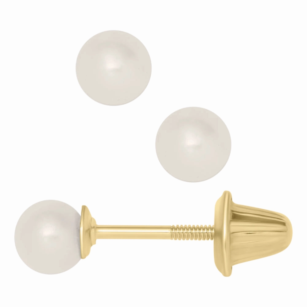 Children's 14k Gold Pearl Stud Earrings