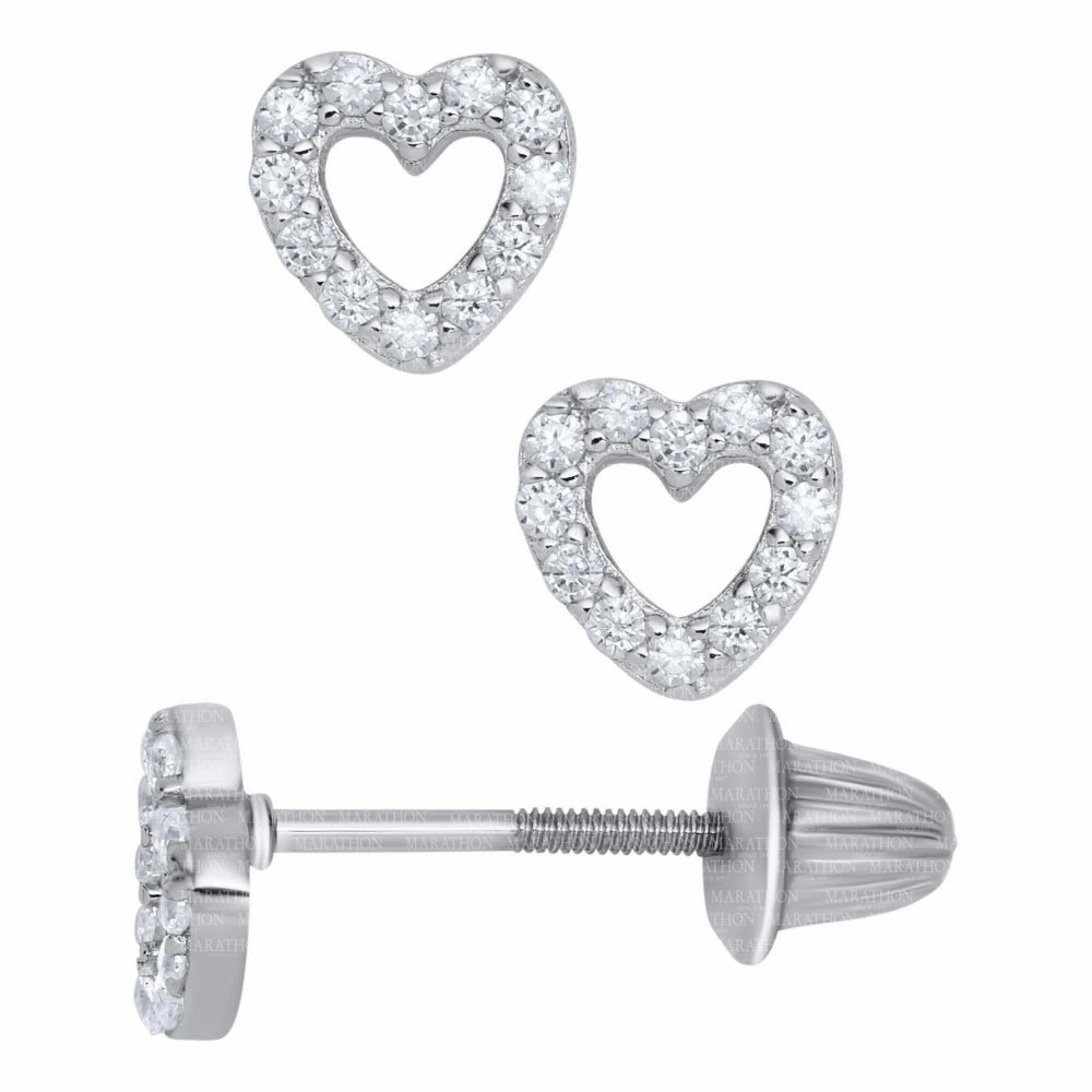 Children's Cubic Zirconia Heart Earrings