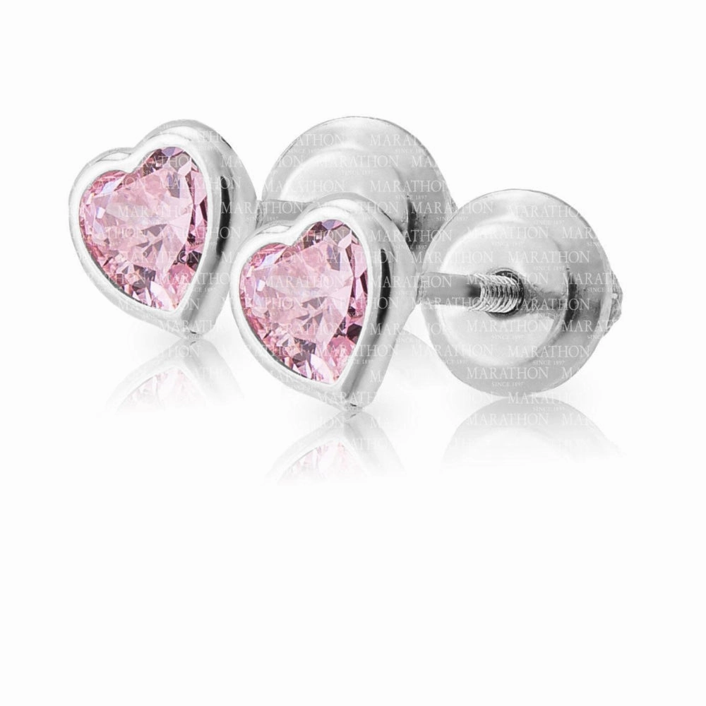 Children's Pink Heart Stud Earrings