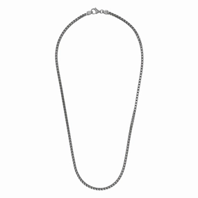 Desmos Sterling Silver Fish Bone Chain Necklace with Gunmetal Finish